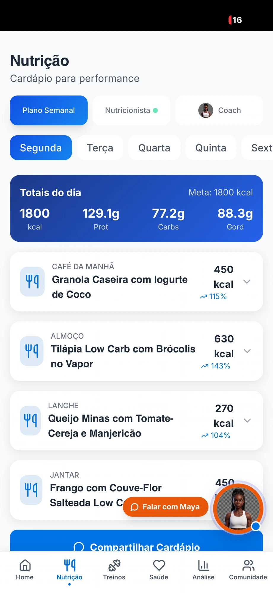 Nutrição — Cardápio gerado por IA